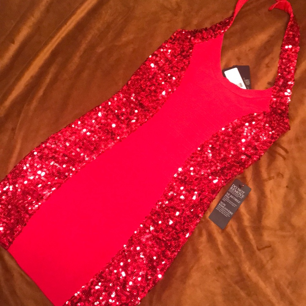 Red sequin dress